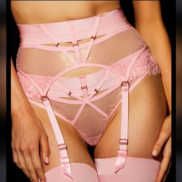 Honey Birdette Belinda Pink Garter Belt - M - Picture 6 of 15